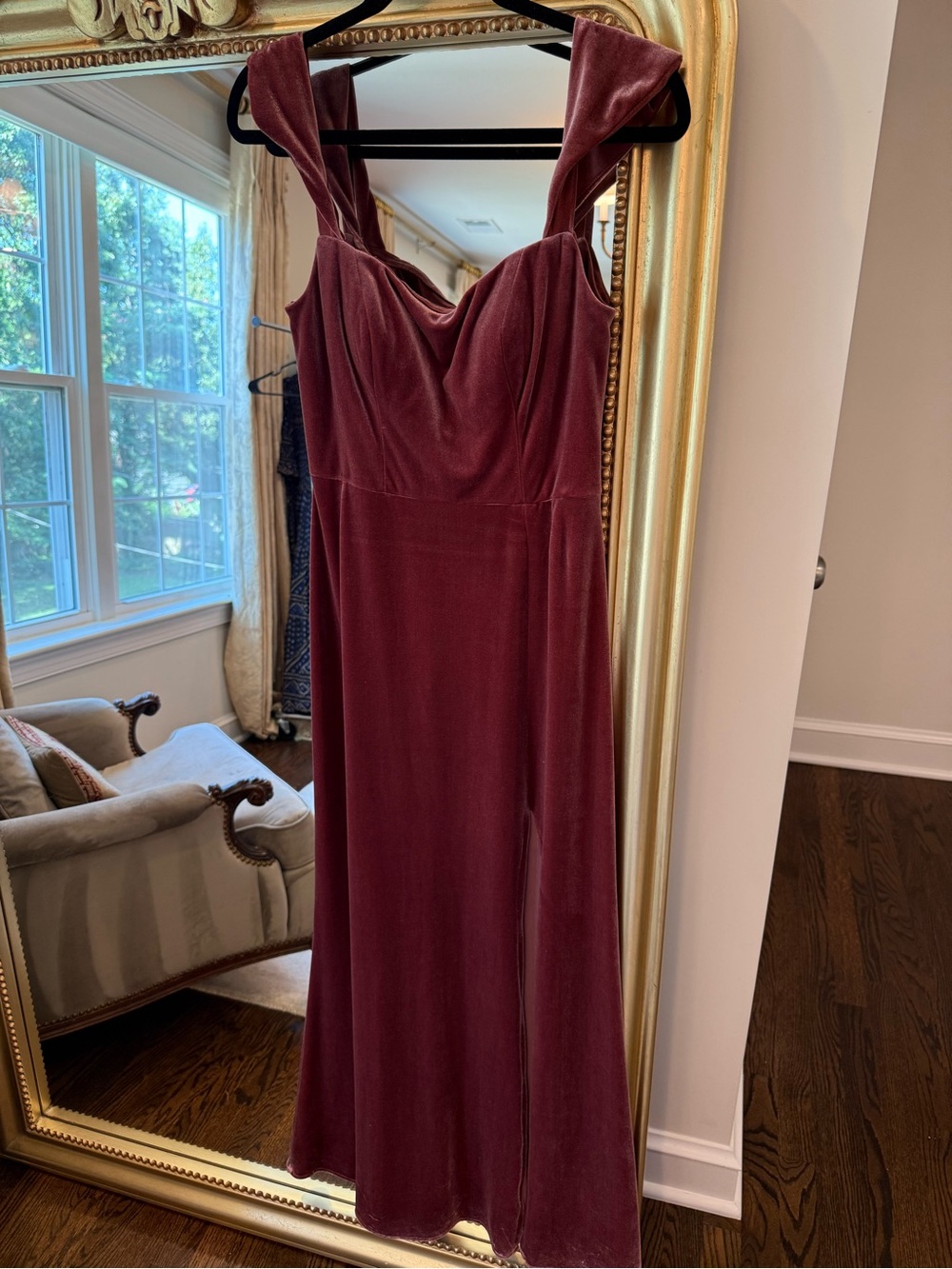 Jenny Yoo Burgundy Velvet Maxi Dress with Sweetheart Bodice - Picture 1 of 3